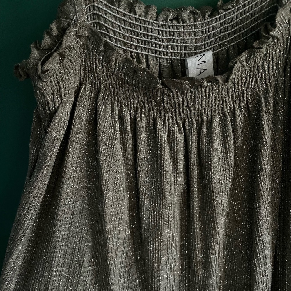 Anthropologie Grey Metallic Flowy Tanktop, Size S, NWT